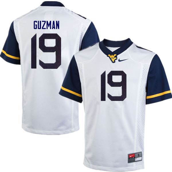 NCAA Men's Noah Guzman West Virginia Mountaineers White #19 Nike Stitched Football College Authentic Jersey VV23B33WW